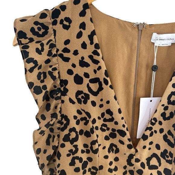 Revolve Lovers + Friends Jill Leopard Print Ruffle Romper in Tan - Picture 7 of 15